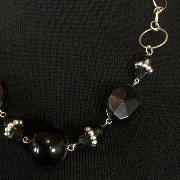 Silver and Black Necklace - Picture 2 of 3